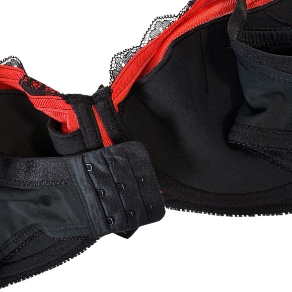 Fredrick’s of Hollywood Red and Black Lacy Underwire Bra Size 40F - Picture 10 of 12